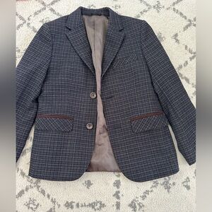 Boys Suit Blazer Grey with Brown Sleeves